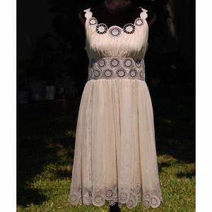 Catherine Malandrino Ivory Embroidered Silk Dress